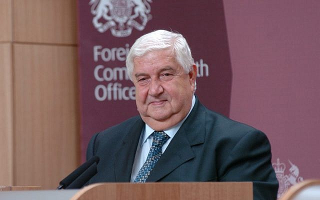 Syrian Foreign Minister Walid Muallem (photo credit: CC-BY Foreign and Commonwealth office/Flickr)