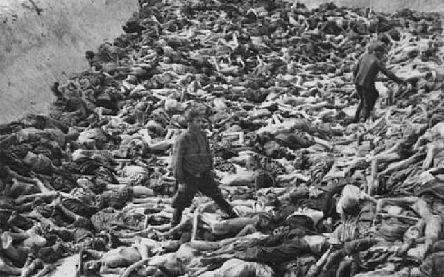 Mass graves at Bergen-Belsen concentration camp (photo credit: United Kingdom Armed Forces; Imperial War Museum id# BU 4260, Wikimedia Commons)