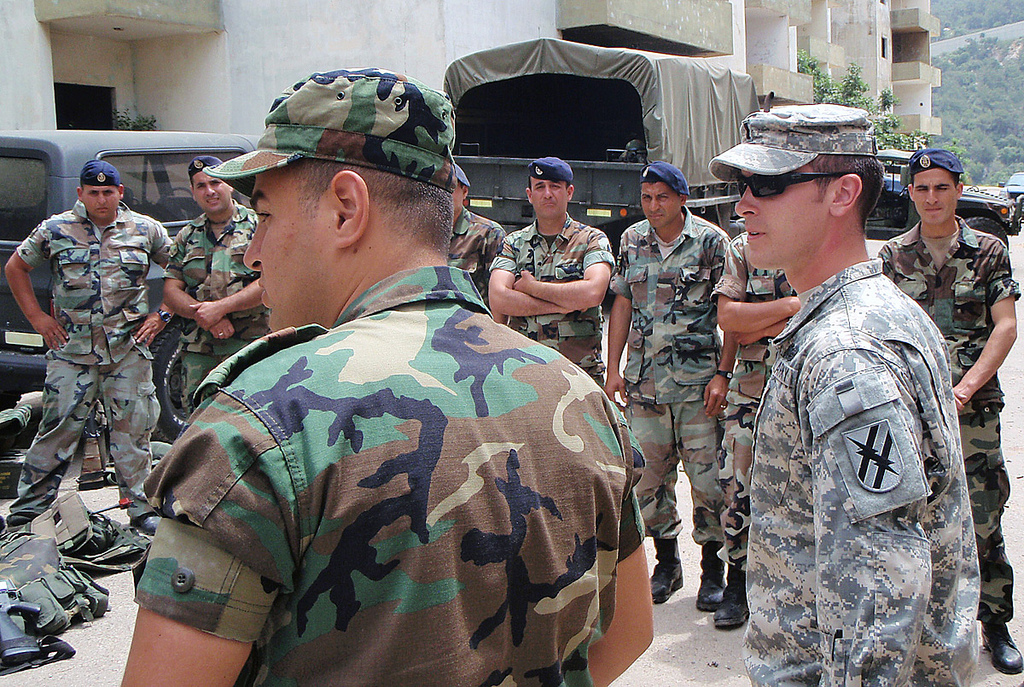 US Soldiers training members of the Lebanese Armed Forces in Lebanon, May 2011 (photo credit: CC-BY-Georgia National Guard, Flickr)