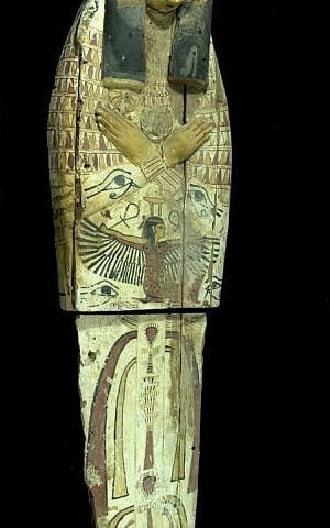 This Egyptian sarcophagus found in April was cut in half to facilitate smuggling (photo credit: courtesy Israel Antiquities Authority)