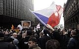 Anti-Semitic harassment is on the rise in the world. Demonstration of the extreme right-wing Czech Workers Party (Illustrative photo; credit: Uri Lenz/ Flash90)