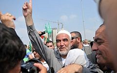 Sheikh Raed Salah, head of the radical wing of the Islamic Movement in Israel, pictured outside Ramla prison near Tel Aviv in 2010. (Yossi Zeliger/Flash 90)