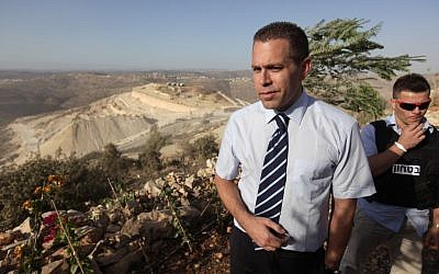Gilad Erdan in a visit to a Palestinian town in 2010 (photo credit: Kobi Gideon / Flash90) 