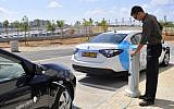 A Better Place recharging station in Tel Aviv  i in 2012. (photo credit: Serge Attal/Flash90)