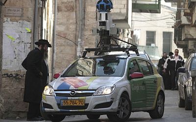 The Street View car capturing Jerusalem (photo credit: Uri Lenz/Flash90)