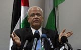 Saeb Erekat, in Ramallah, file photo (photo credit: Issam Rimawi/Flash90)