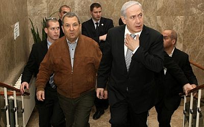 Prime Minister Benjamin Netanyahu (right) and Defense Minister Ehud Barak in February (photo credit: Kobi Gideon/Flash90)