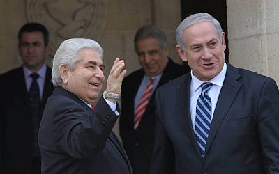 Prime Minister Benjamin Netanyahu meets with Cypriot President Dimitris Christofias in Nicosia in February.  (Photo credit: Amos Ben Gershom/GPO/Flash90)
