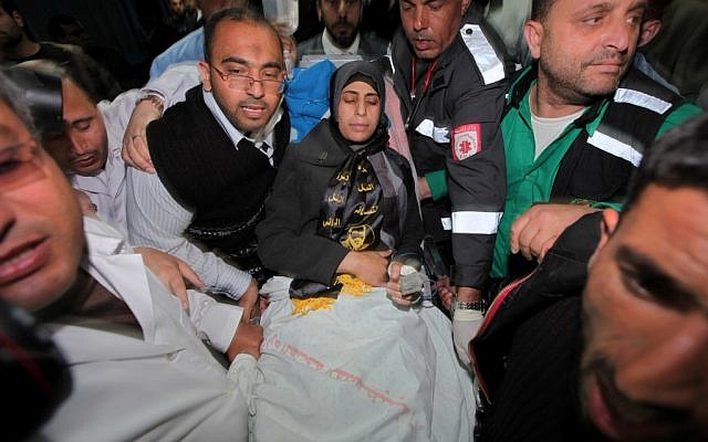 Hana Shalabi arrives at Shifa hospital in Gaza Sunday (photo credit: Wissam Nassar/FLASH90)
