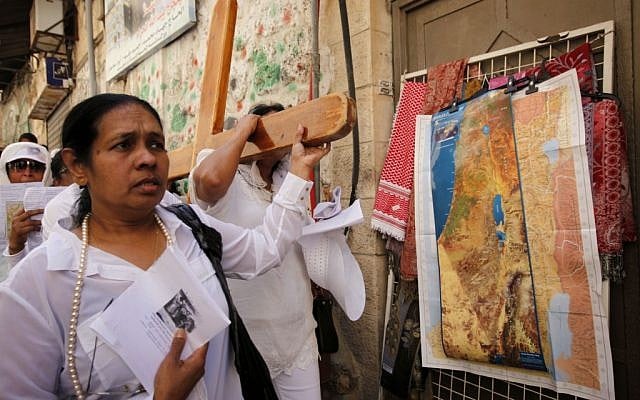 Christian pilgrims in Jerusalem (photo credit: Miriam Alster/Flash90)