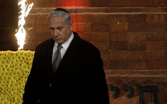 Prime Minister Benjamin Netanyahu at the Holocaust Remembrance Day ceremony at Yam Vashem on Wednesday night. (photo credit: Miriam Alster/Flash90) Prime Minister Benjamin Netanyahu at the Holocaust Remembrance Day ceremony at Yam Vashem on Wednesday night. (photo credit: Miriam Alster/Flash90)