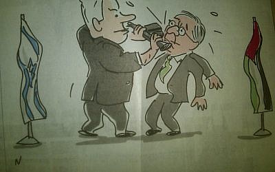 Picture of Haaretz's editorial cartoon captioned 'forwarding messages.' Picture of Haaretz's editorial cartoon captioned 'forwarding messages.'