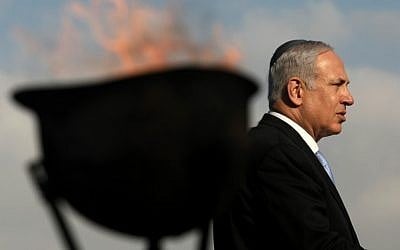 Benjamin Netanyahu at last year's memorial ceremony at Ammunition Hill (photo credit: Kobi Gideon/Flash90)