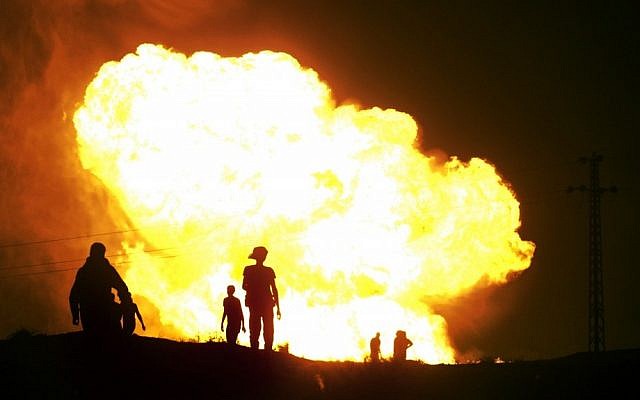 Flames rise from a gas pipeline explosion in el-Arish, Egypt in July, 2012. The pipeline that transports fuel to Israel and Jordan has been attacked many times since the fall of former president Hosni Mubarak. (AP/File) Flames rise from a gas pipeline explosion in el-Arish, Egypt in July, 2012. The pipeline that transports fuel to Israel and Jordan has been attacked many times since the fall of former president Hosni Mubarak. (AP/File)