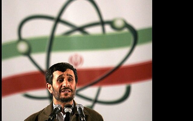 Iranian President Mahmoud Ahmadinejad speaks at Iran's nuclear enrichment facility in Natanz, April 2012 (photo credit: AP/Hasan Sarbakhshian) Iranian President Mahmoud Ahmadinejad speaks at Iran's nuclear enrichment facility in Natanz, April 2012 (photo credit: AP/Hasan Sarbakhshian)