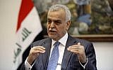 Iraq's Sunni deputy Prime Minister Tareq Al-Hashemi (photo credit: AP/Karim Kadim)