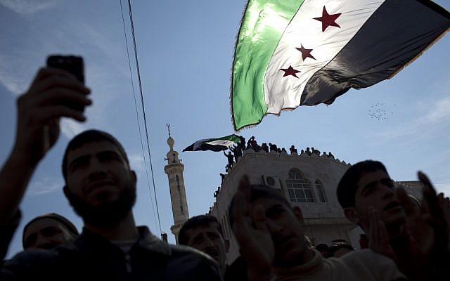 Anti-regime demonstration in northern Syria, March 2012 (photo credit: AP/Rodrigo Abd)