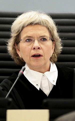 Judge Wenche Arntzen listens to the proceedings against Anders Behring Breivik in court in Oslo, Norway, Tuesday April 17, 2012 (photo credit: AP/Hakon Mosvold Larsen/Scanpix Norway, Pool)