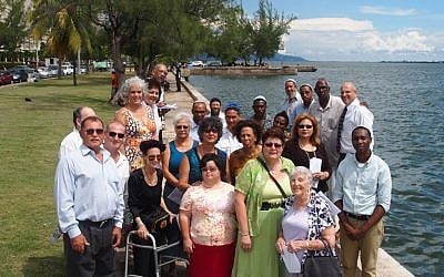 A group of congregants, converts and non, at the nearby shore. (photo credit: Courtesy)