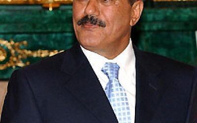 Former Yemeni president Ali Abdullah Saleh (photo credit: CC-BY-Kremlin, Presidential Press and Information Office, Wikimedia Commons)