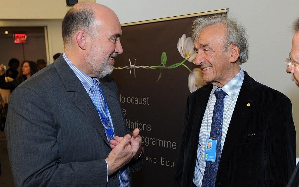 Israeli ambassador to the UN Ron Prosor with Elie Wiesel. (photo credit: Shahar Azran)
