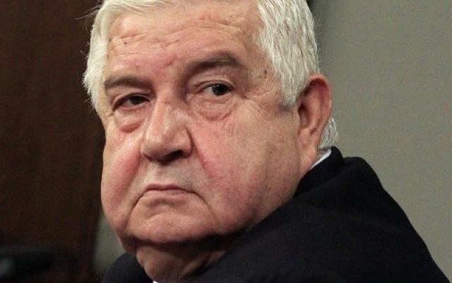 Syrian Foreign Minister Walid Moallem (photo credit: AP/Sergey Ponomarev)