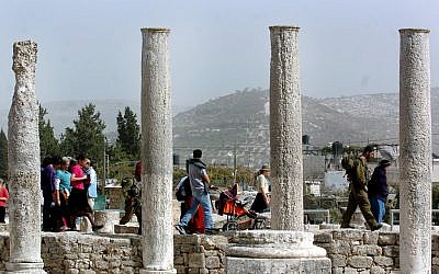 Israeli tourists at Sebastia near Nablus. (photo credit: File/Flash90)