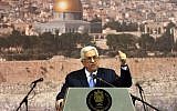 Palestinian leader Mahmoud Abbas speaking in Ramallah last year. (photo credit: Issam Rimawi/Flash90)