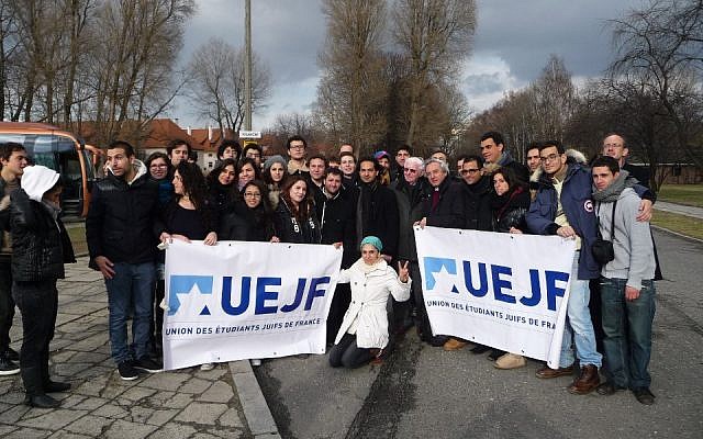 French Jewish Students and Iranian pro-democracy student activists shortly after visiting Auschwitz to push against Holocaust denial. (Courtesy: UEJF)