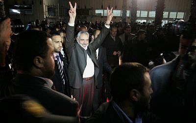 Ismail Haniya visiting Tunisia in January (photo credit: Mohammed Al-Ostaz/Flash90)