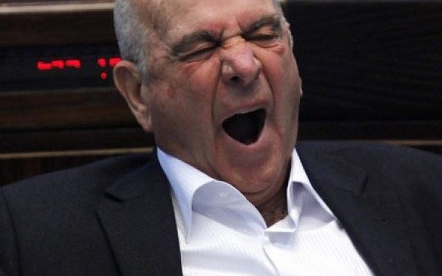 Before he was chosen to become Israel's ambassador in Beijing, Matan Vilnai, here shown during an apparently exciting Knesset plenum session last year, was an MK for the Independence Party. (photo credit: Miriam Alster/Flash90)