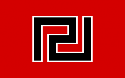 Flag of the Greek political party, Golden Dawn (photo credit: Wikimedia Commons)