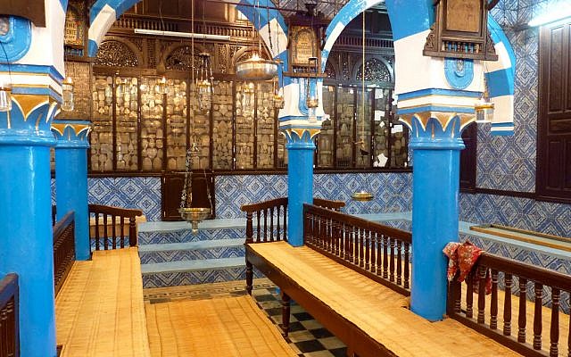 Interior of a synagogue in Djerba, Tunisia. (photo credit: CC BY Bellyglad, Flickr)