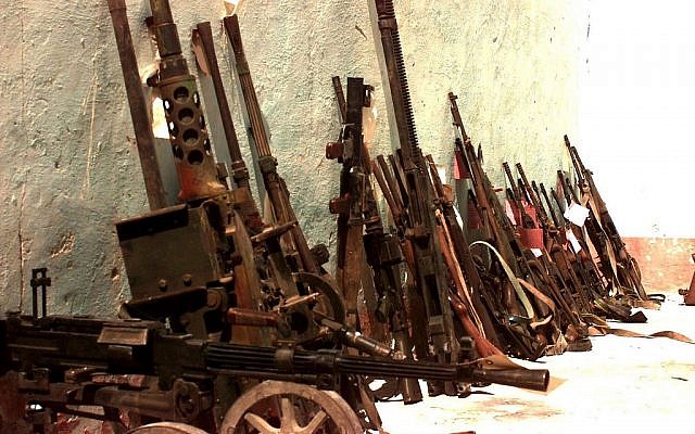 Illustrative photo of confiscated smuggled arms. (photo credit: CC BY expertinfantry, Flickr)