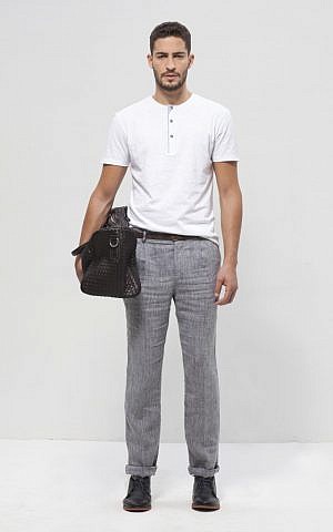 Yossi Katzav's white henley (Courtesy SKETCH)