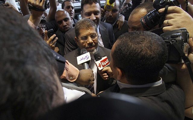 Presidential candidate Mohammed Morsi (photo credit: Ahmed Gomaa/AP)