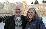 Alan Gross and his wife, Judy, at the Western Wall in spring, 2005. (photo credit: Courtesy of Jewish Community Relations Council of Washington)