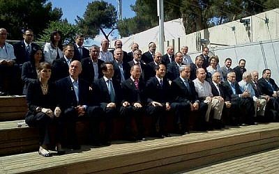 Cabinet ministers visit the Ammunition Hill memorial site on Jerusalem Day (photo credit: GPO)