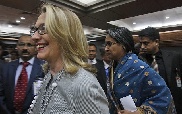 US Secretary of State Hillary Rodham Clinton. (photo credit: AP/Pavel Rahman)
