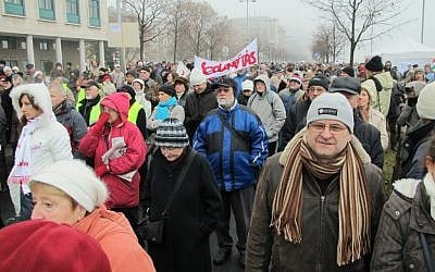 An anti-government demonstration in Budapest, December 2011. (photo credit: Ruth Ellen Gruber/JTA)