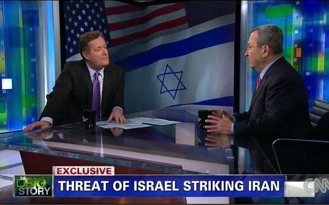 Defense Minister Barak during an interview with Piers Morgan on CNN on Wednesday. (screen capture: CNN) Defense Minister Barak during an interview with Piers Morgan on CNN on Wednesday. (screen capture: CNN)