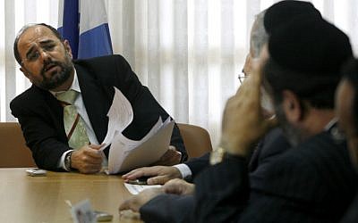 Minister of Religious Services Yakov Margi (left) (photo credit: Olivier Fitoussi/Flash90)