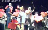 Footage from the Mavi Marmara security cameras shows activists on board as they prepare to attack incoming IDF soldiers on May 31, 2010. (IDF Spokesperson/Flash90)