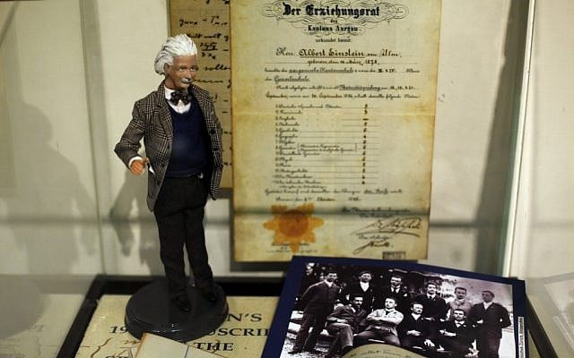 An exhibit at the Albert Einstein Archives at the Hebrew University in Jerusalem (photo credit: Flash90)