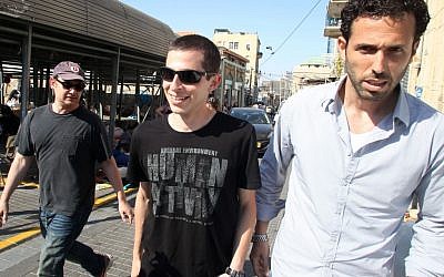 Shalit arriving at the set of Homeland in Tel Aviv (photo credit: Meir Partush/Flash 90)