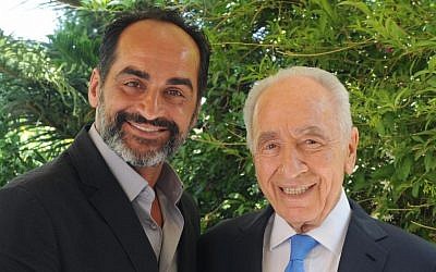 President Shimon Peres meets with Iranian actor Navid Negahban, who stars in the American hit series 'Homeland'. The cast of the series is in Israel in order to film the second season of the show. (photo credit: Mark Neyman/GPO/Flash90)
