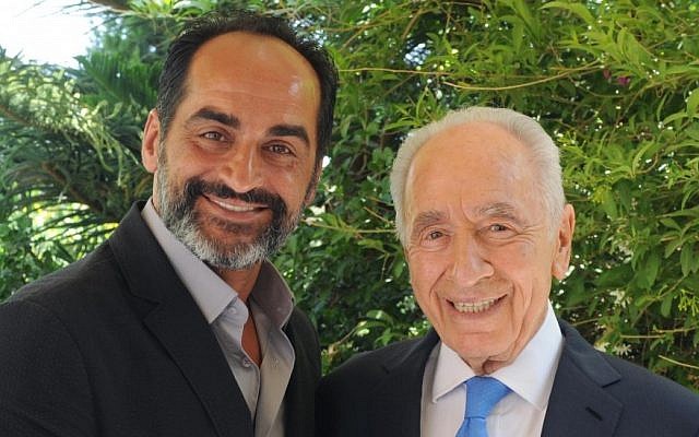 President Shimon Peres meets with Iranian actor Navid Negahban, who stars in the American hit series 'Homeland'. The cast of the series is in Israel in order to film the second season of the show. (photo credit: Mark Neyman/GPO/Flash90)