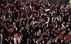 Palestinian students attend their graduation ceremony at Bir Zeit University, May 18, 2012. (Issam Rimawi/Flash90)