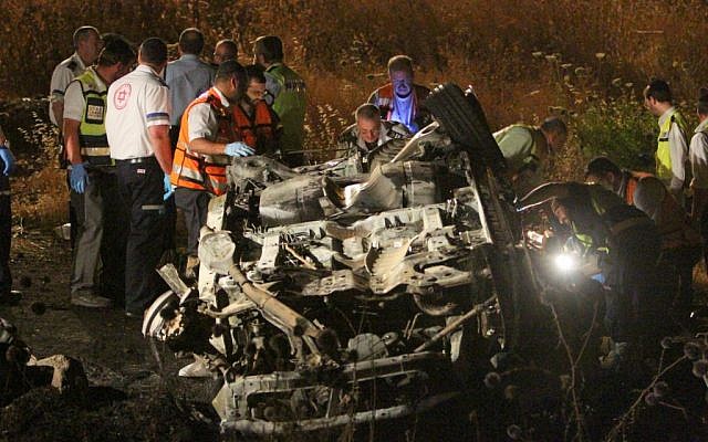 The scene of the crash Tuesday morning (photo credit: Hagai Aharon/Flash90) The scene of the crash Tuesday morning (photo credit: Hagai Aharon/Flash90)