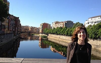 The writer on a bridge leading to Girona's Old City. (photo credit: courtesy) The writer on a bridge leading to Girona's Old City. (photo credit: courtesy)